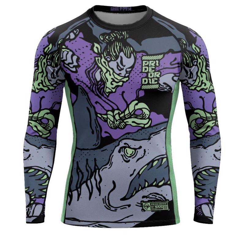 PRIDE OR DIE dangerous water 2 L/S RASHGUARD - BLACk