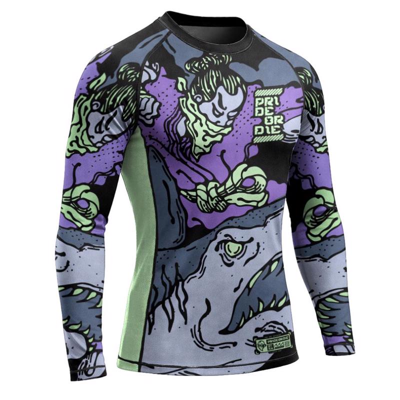 PRIDE OR DIE dangerous water 2 L/S RASHGUARD - BLACk
