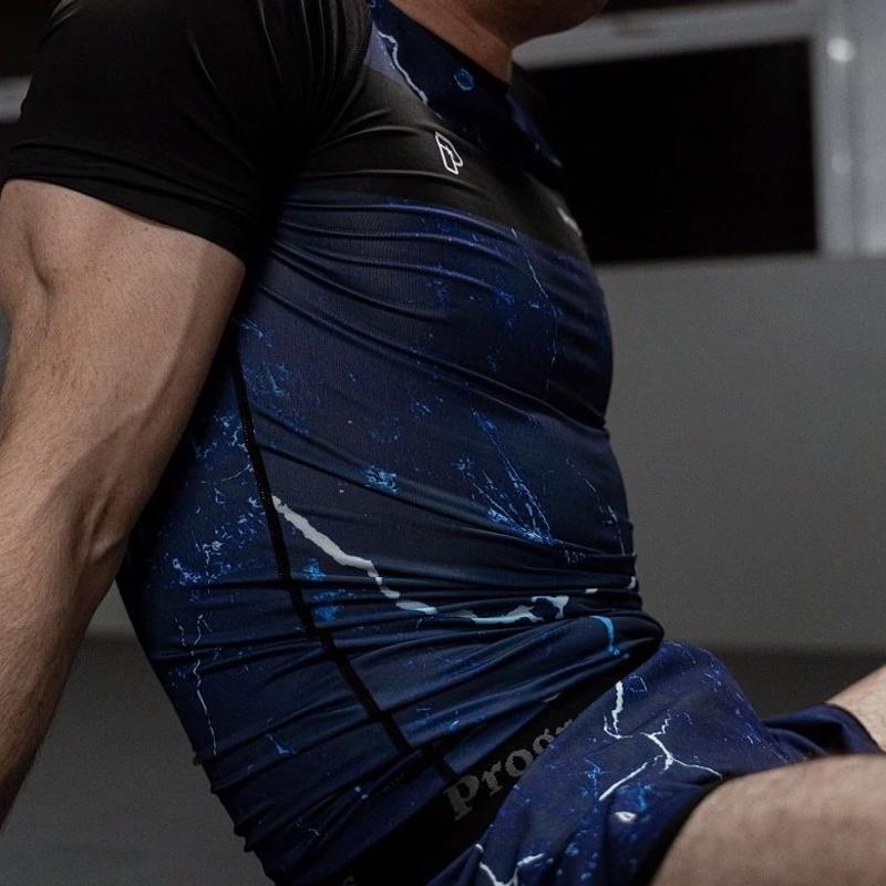PROGRESS JIU JITSU marble SHORTS - BLUE