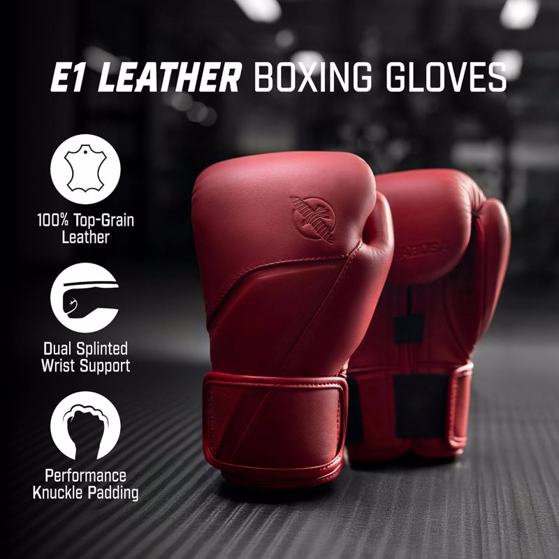 Hayabusa E1 Leather Boxing Gloves-canyon red