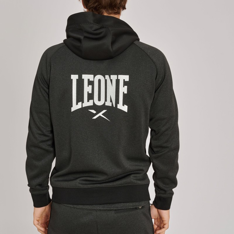 LEONE HOODED SWEATSHIRT MELANGE - dark GREY