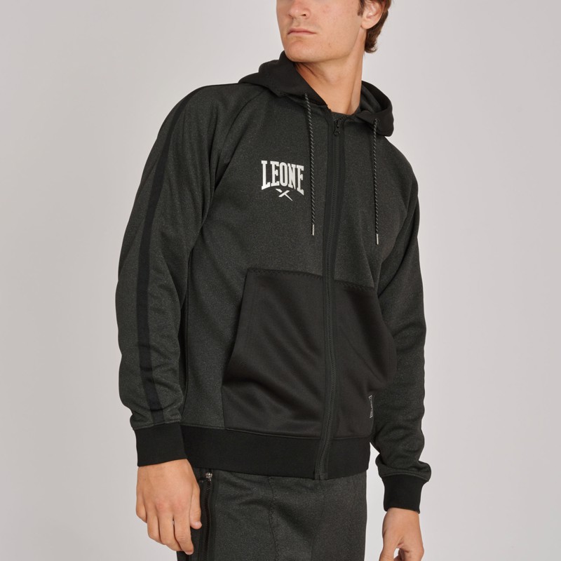 LEONE HOODED SWEATSHIRT MELANGE - dark GREY