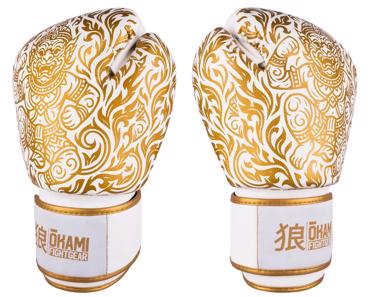 OKAMI Hanuman Muay Thai GLOVES -white/gold