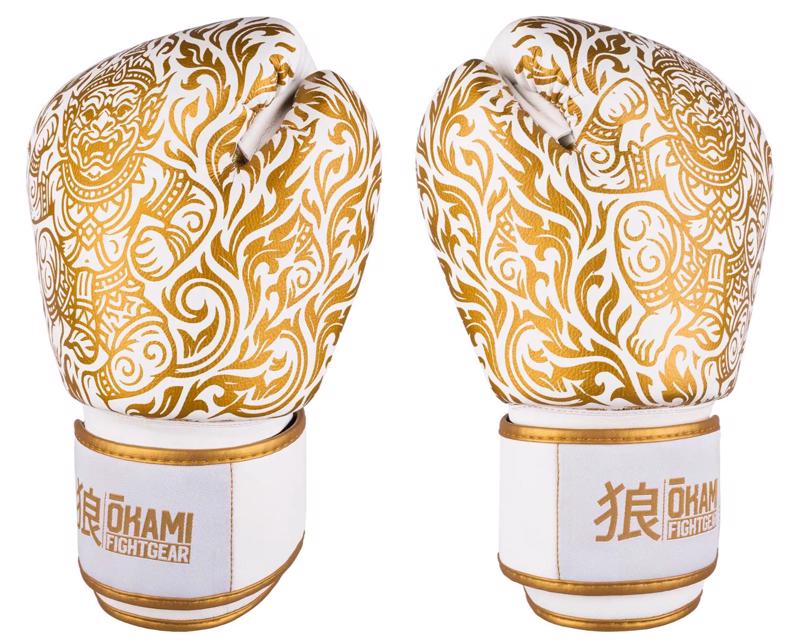 OKAMI Hanuman Muay Thai GLOVES -white/gold