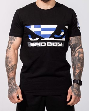 BAD BOY greek flag t-shirt - black